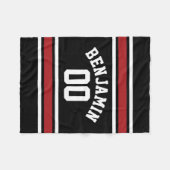 Black and Red Sports Jersey Custom Name Number Fleece Deken (Voorkant (Horizontaal))
