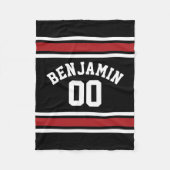 Black and Red Sports Jersey Custom Name Number Fleece Deken (Voorkant)