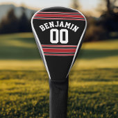 Black and Red Sports Jersey Custom Name Number Golfheadcover