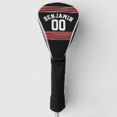 Black and Red Sports Jersey Custom Name Number Golfheadcover (Voorkant)