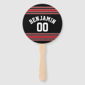 Black and Red Sports Jersey Custom Name Number Handwaaier (Achterkant)
