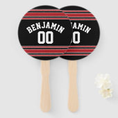 Black and Red Sports Jersey Custom Name Number Handwaaier (Voorkant en achterkant)