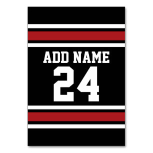 Black and Red Sports Jersey Custom Name Number Kaart