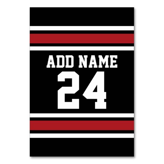 Black and Red Sports Jersey Custom Name Number Kaart (Voorkant)