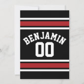 Black and Red Sports Jersey Custom Name Number Kaart (Achterkant)