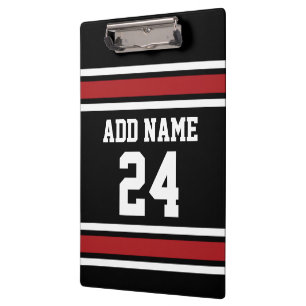 Black and Red Sports Jersey Custom Name Number Klembord