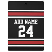Black and Red Sports Jersey Custom Name Number Klembord (Achterkant)
