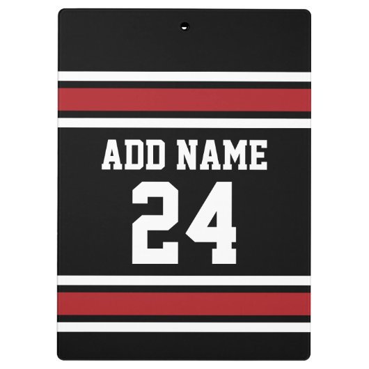 Black and Red Sports Jersey Custom Name Number Klembord (Achterkant)