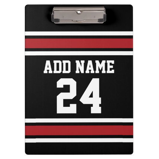 Black and Red Sports Jersey Custom Name Number Klembord (Voorkant)