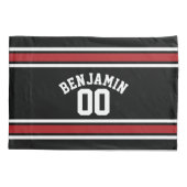 Black and Red Sports Jersey Custom Name Number Kussensloop (Achterkant)