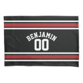 Black and Red Sports Jersey Custom Name Number Kussensloop (Voorkant)