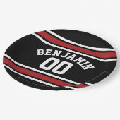 Black and Red Sports Jersey Custom Name Number Papieren Bordje (Gekanteld)