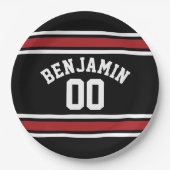 Black and Red Sports Jersey Custom Name Number Papieren Bordje (Voorkant)