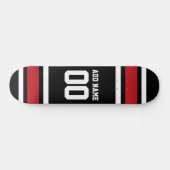 Black and Red Sports Jersey Custom Name Number Persoonlijk Skateboard (Horizontaal)