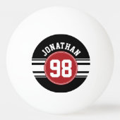 Black and Red Sports Jersey Custom Name Number Pingpongbal (Voorkant)