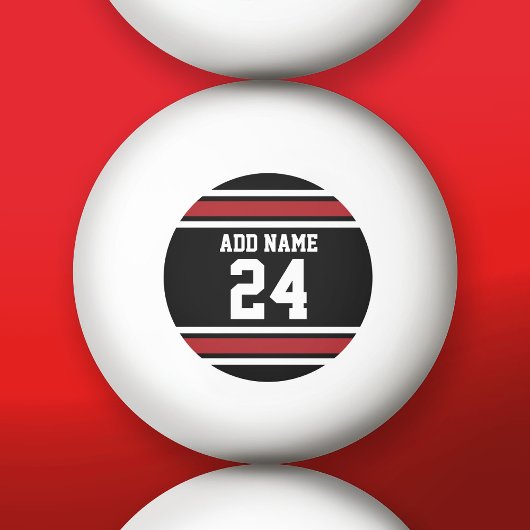 Black and Red Sports Jersey Custom Name Number Pingpongbal