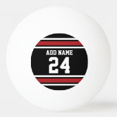 Black and Red Sports Jersey Custom Name Number Pingpongbal (Achterkant)