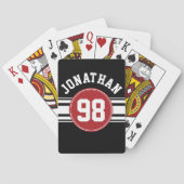 Black and Red Sports Jersey Custom Name Number Pokerkaarten (Achterkant)