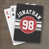 Black and Red Sports Jersey Custom Name Number Pokerkaarten