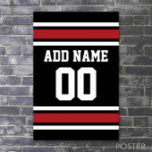 Black and Red Sports Jersey Custom Name Number Poster