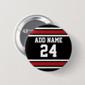 Black and Red Sports Jersey Custom Name Number Ronde Button 5,7 Cm (Voorkant /achterkant)