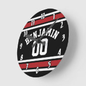 Black and Red Sports Jersey Custom Name Number Ronde Klok (Hoek)