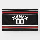 Black and Red Sports Jersey Custom Name Number Spandoek (Horizontaal)