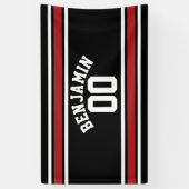 Black and Red Sports Jersey Custom Name Number Spandoek (Verticaal)