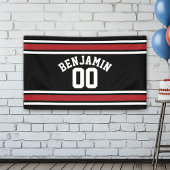 Black and Red Sports Jersey Custom Name Number Spandoek