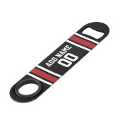 Black and Red Sports Jersey Custom Name Number Speed Flessenopener (Voorkant Gekanteld)