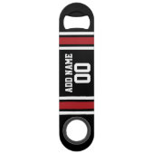 Black and Red Sports Jersey Custom Name Number Speed Flessenopener (Achterkant)