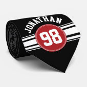 Black and Red Sports Jersey Custom Name Number Stropdas (Opgerold)