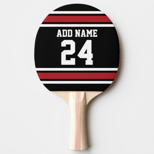 Black and Red Sports Jersey Custom Name Number Tafeltennisbatje (Voorkant)