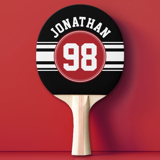 Black and Red Sports Jersey Custom Name Number Tafeltennisbatje