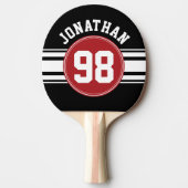Black and Red Sports Jersey Custom Name Number Tafeltennisbatje (Voorkant)