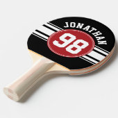 Black and Red Sports Jersey Custom Name Number Tafeltennisbatje (Voorkant Gekanteld)