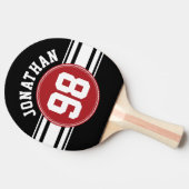 Black and Red Sports Jersey Custom Name Number Tafeltennisbatje (Zijkant)
