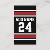 Black and Red Sports Jersey Custom Name Number Visitekaartje (Voorkant)