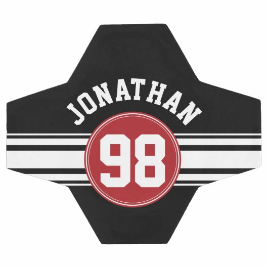 Black and Red Sports Jersey Custom Name Number Voetbal (Enkel)