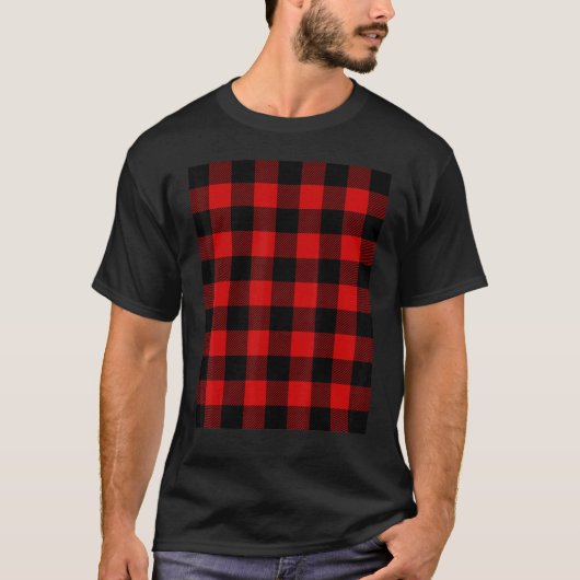 Black and Red Tartan Buffalo T-shirt (Voorkant)