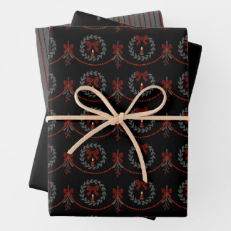 Black and Red Wreath Victorian Gothic Gift Wrap Inpakpapier Vel