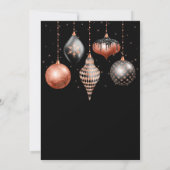 Black and Rose Gold Ornaments Christmas Party Kaart (Achterkant)