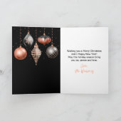 Black and Rose Gold Ornaments Merry Christmas Feestdagen Kaart (Binnen)