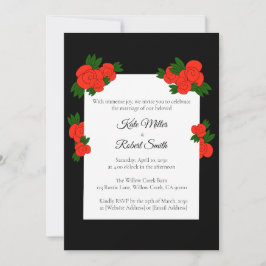 Black and Rose Wedding Invitations with RSVP Kaart