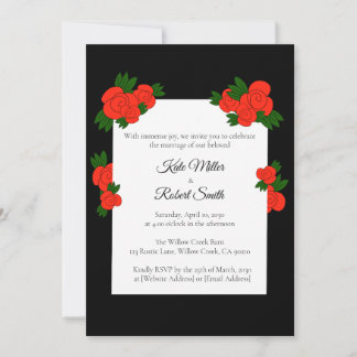 Black and Rose Wedding Invitations with RSVP Kaart