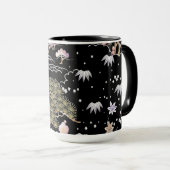 Black and Roze Cherry Blossom Floral Pattern Mok (Voorkant rechts)