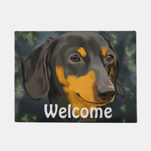 Black and Rust Dachshund Dog Deurmat (Voorkant)