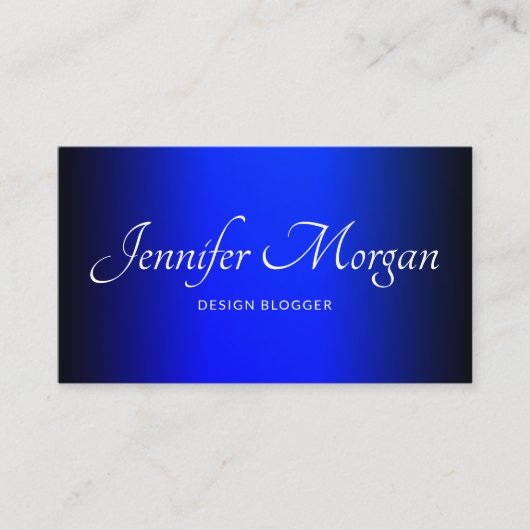 Black and Sapphire Blue Elegant Ombre Visitekaartje (Voorkant)