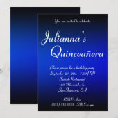 Black and Sapphire Blue Ombre Quinceañera Birthday Kaart (Voorkant / Achterkant)