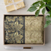 Black and Shiny Gold Floral Damaskers Tissuepapier (Geschenk)